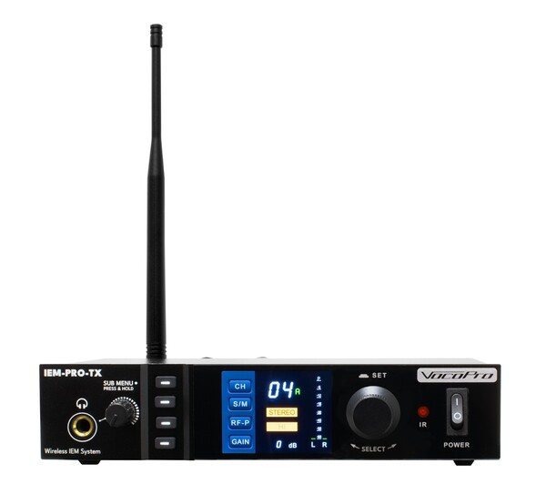 PROFESSIONAL LONG-RANGE UHF STEREO WIRELESS IN-EAR MONITOR SYSTEM WITH WIRELESS-ON-CHIP TECHNOLOGY